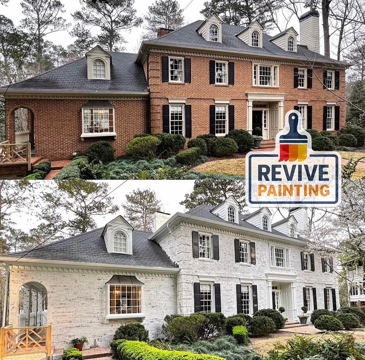 Before and after: exterior brick colonial white 2
