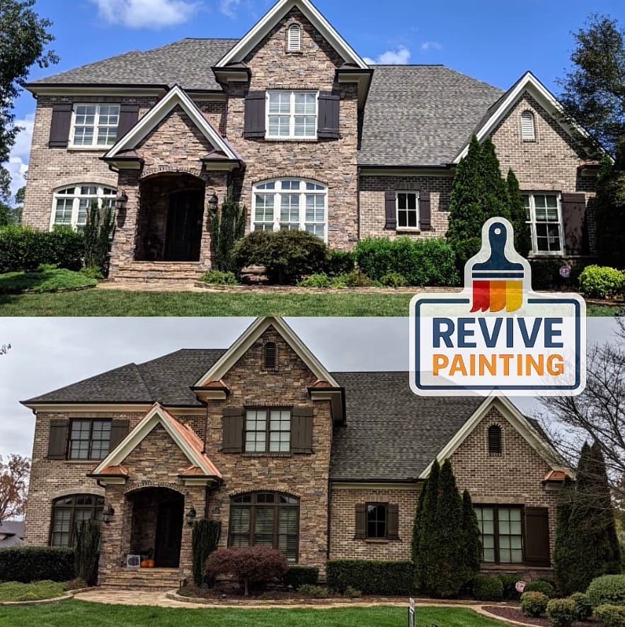 Before and after: exterior brick stone two story