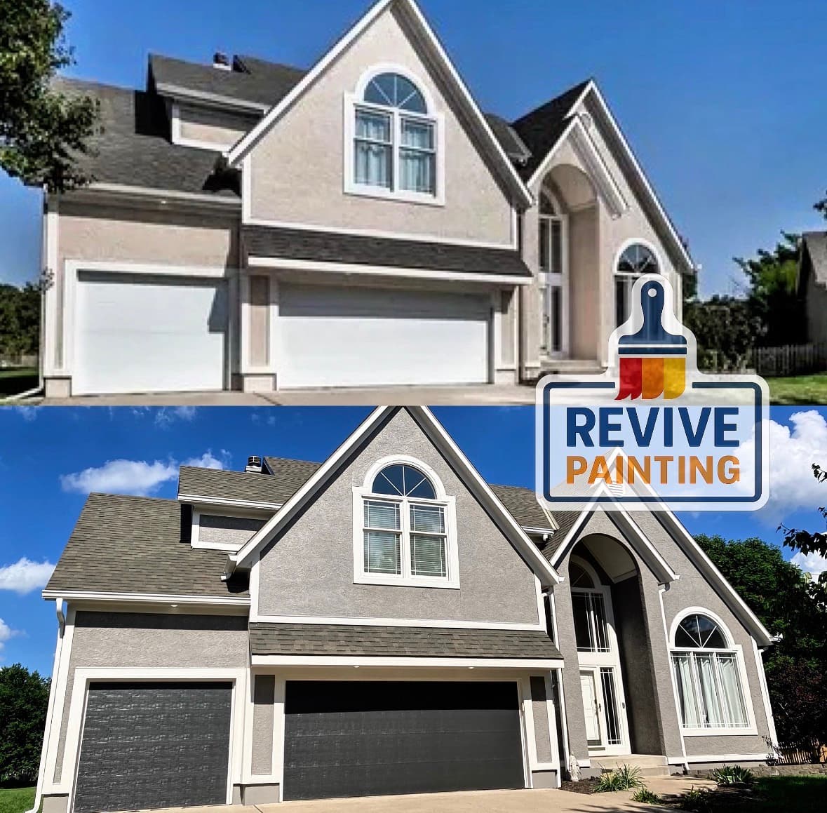 Before and after: exterior stucco white to gray