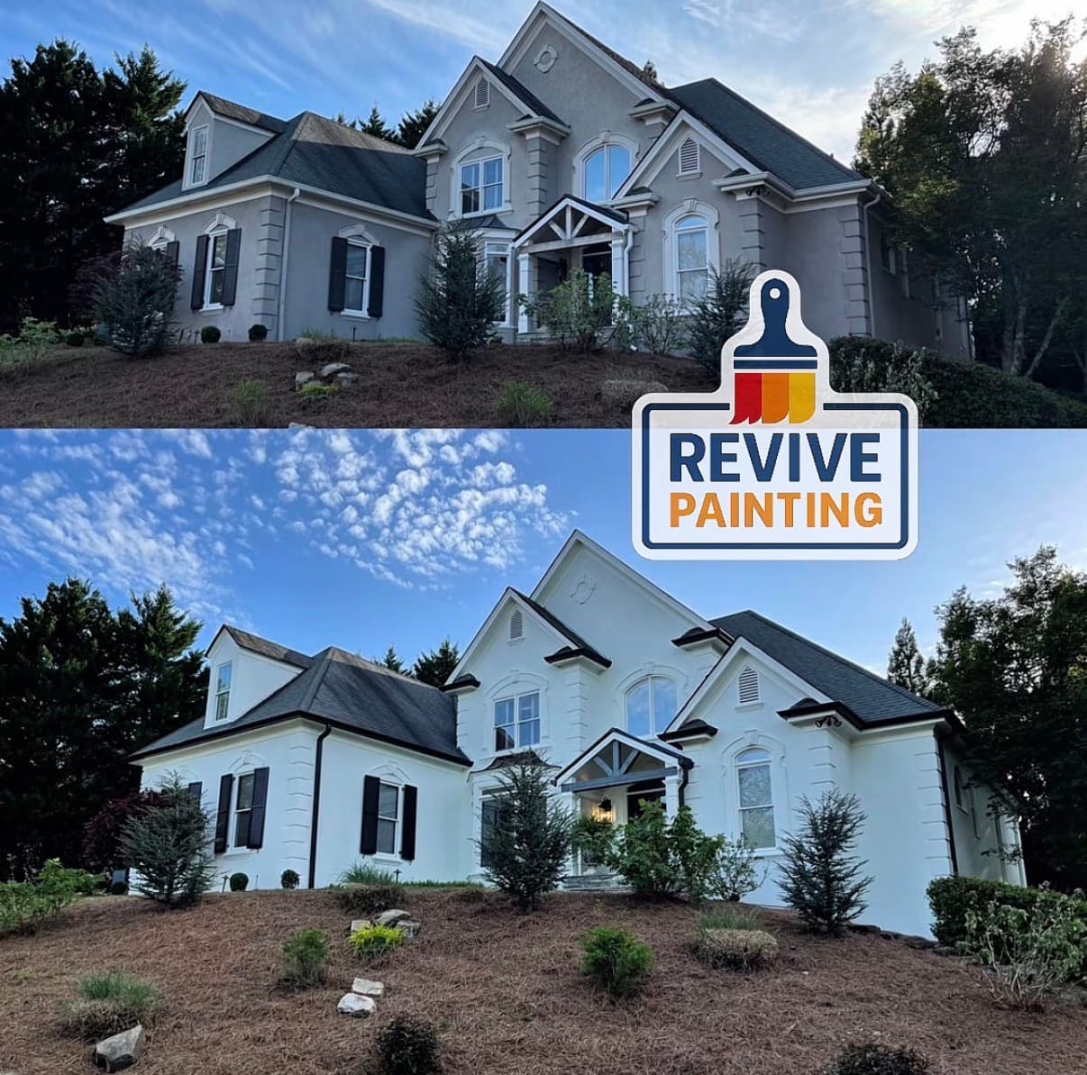 Before and after: exterior two story to white